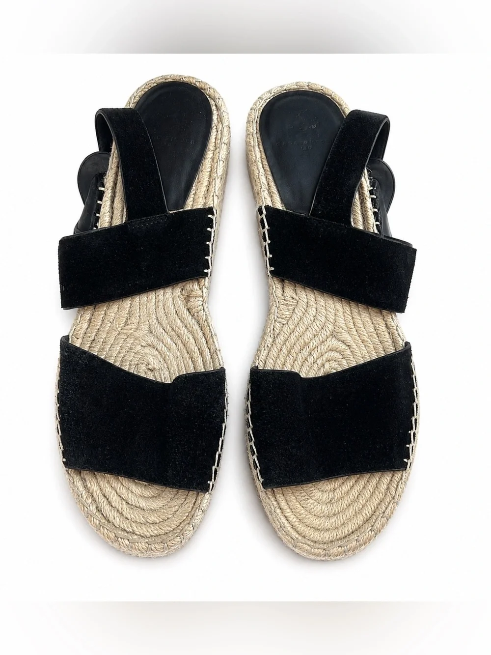 Marc Fisher Black Suede Platform Espadrille Sandals 8.5 Leather